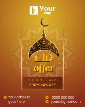 Eid Offer poster with crescent moon and discount details