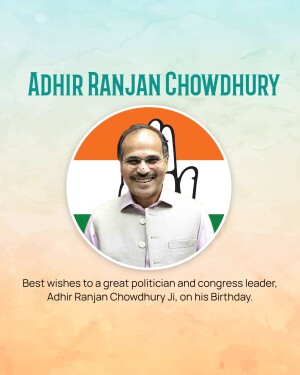 Portrait of Adhir Ranjan Chowdhury with Indian flag background