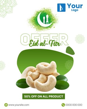 Eid al-Fitr promotion featuring cashews and a crescent moon.