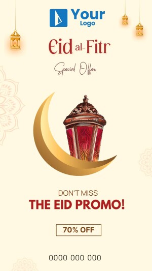 Eid al-Fitr promotion with crescent moon and lantern