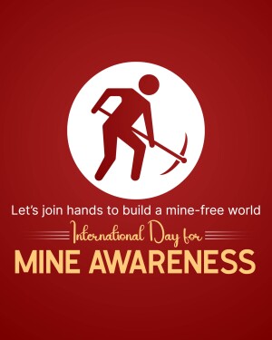 Silhouette of a person detecting landmines with text promoting Mine Awareness Day