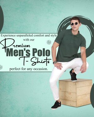 Man wearing a green polo t-shirt and white pants