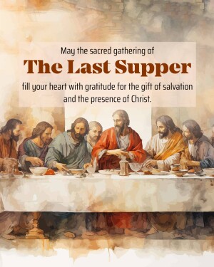 Painting of The Last Supper with text overlay