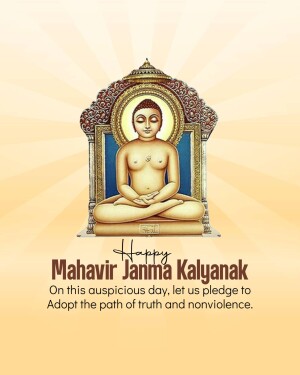 Image of Lord Mahavira with Mahavir Jayanti greetings