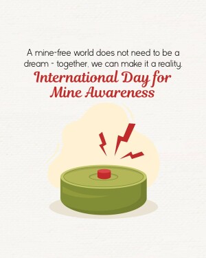 Illustration of a landmine with text promoting a mine-free world.