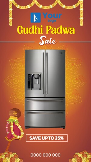 Gudhi Padwa Sale - Stainless Steel Refrigerator with Festive Decorations