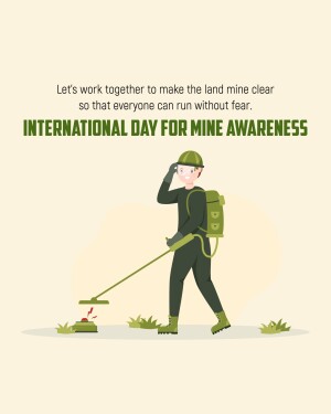Illustration of a deminer working to clear landmines, promoting awareness for International Day for Mine Awareness.