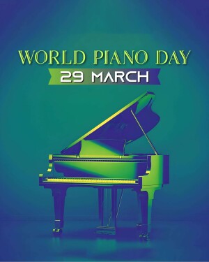 Image celebrating World Piano Day with a grand piano