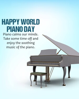 Image of a grand piano with the text 'Happy World Piano Day'