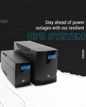 Image of a black UPS system with text promoting resilience during power outages.