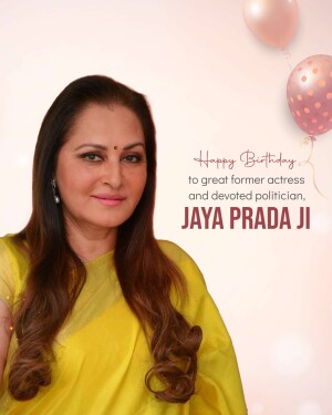 Portrait of Jaya Prada with birthday wishes