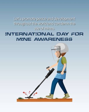 Illustration of a person with a metal detector for International Mine Awareness Day