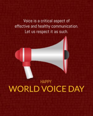 Megaphone with text celebrating World Voice Day