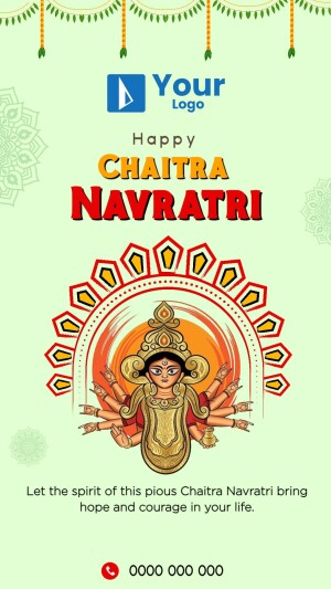 Chaitra Navratri festive greeting with Goddess Durga illustration