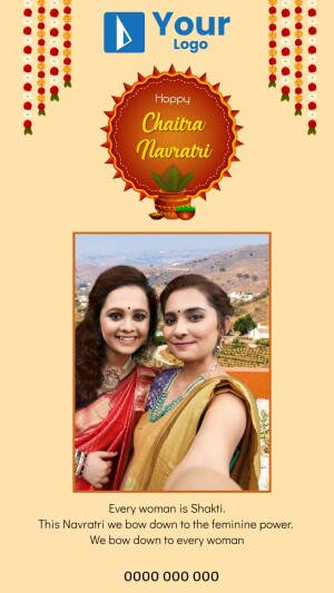 Chaitra Navratri greeting with women in traditional attire