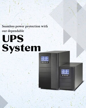 Image of a black UPS system with a digital display, showcasing power protection.