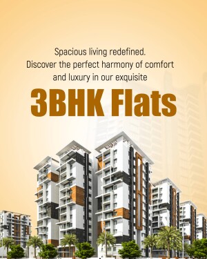 Modern apartment building with 3BHK flats for sale