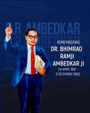 Portrait of Dr. B.R. Ambedkar with dates of birth and death