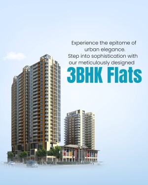 Modern high-rise residential building with 3BHK flats for sale