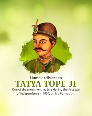 Portrait of Tatya Tope with tribute text
