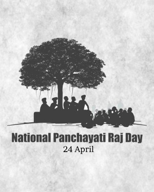 Silhouette of a tree and people with text 'National Panchayati Raj Day 24 April'