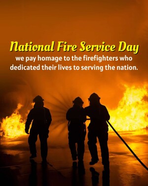 Silhouette of firefighters in front of a fire, honoring National Fire Service Day.