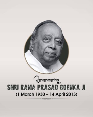 Portrait of Shri Rama Prasad Goenka with dates of birth and death