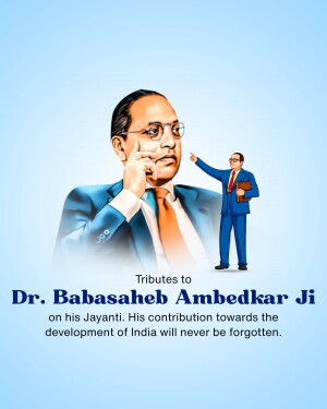 Portrait of Dr. B.R. Ambedkar with a smaller illustration of him in a suit.