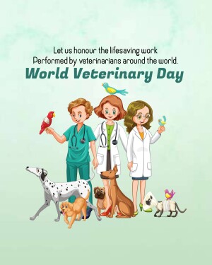 Illustration of veterinarians with animals celebrating World Veterinary Day