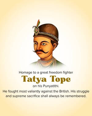 Portrait of Tatya Tope, an Indian freedom fighter