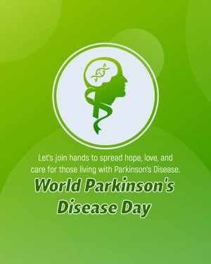 World Parkinson's Disease Day graphic with a brain and DNA symbol