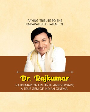 Portrait of Dr. Rajkumar with tribute text