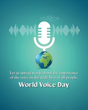 World Voice Day graphic with a microphone and globe