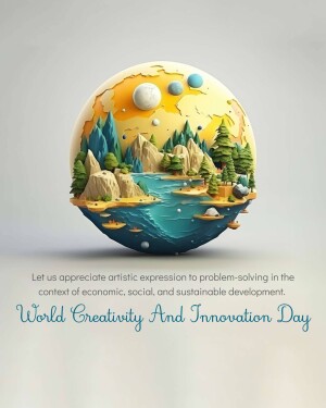 Stylized illustration of Earth as a miniature world with mountains, water, and trees.