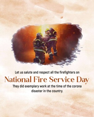 Firefighters silhouetted against a bright light with text honoring National Fire Service Day.