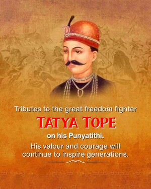 Portrait of Tatya Tope with tribute text