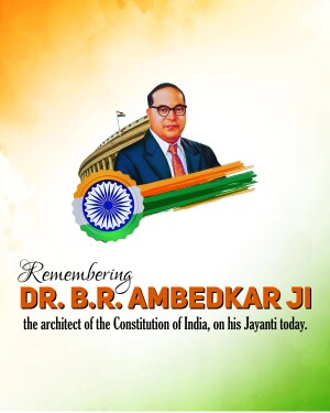 Portrait of Dr. B.R. Ambedkar with Indian flag and Ashoka Chakra