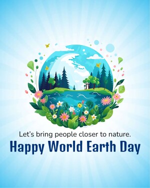 Illustration of Earth surrounded by nature for World Earth Day
