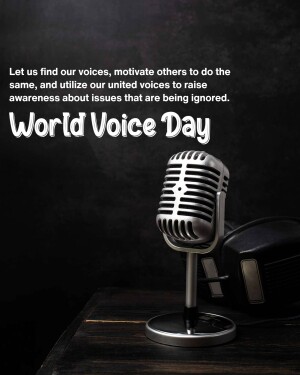 Vintage microphone on a wooden surface with text 'World Voice Day'