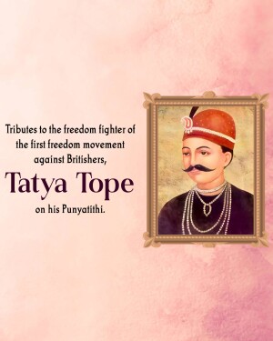 Portrait of Tatya Tope with tribute text