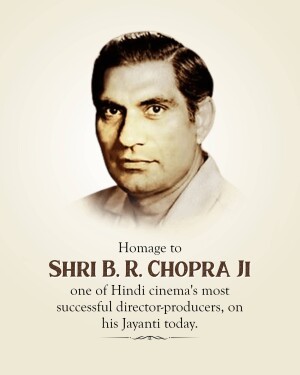 Portrait of B.R. Chopra with tribute text
