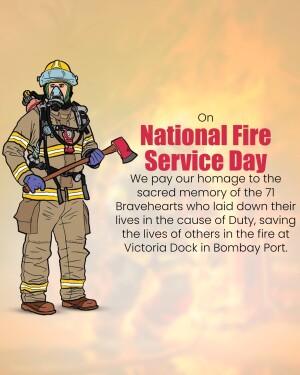 Illustration of a firefighter with an axe, honoring National Fire Service Day.