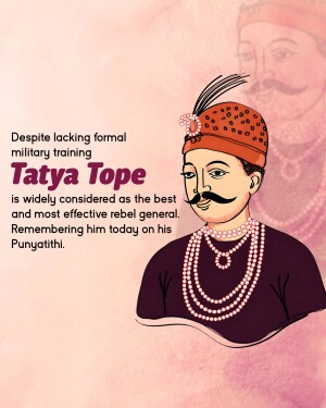 Portrait of Tatya Tope, a prominent Indian rebel leader