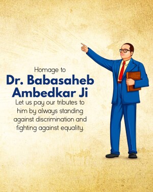 Illustration of Dr. B.R. Ambedkar with a tribute message.