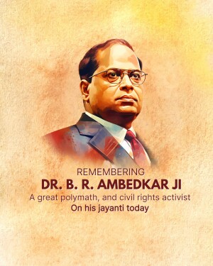Portrait of Dr. B.R. Ambedkar with text commemorating his Jayanti