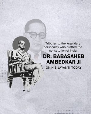 Portrait of Dr. B.R. Ambedkar with text commemorating his Jayanti