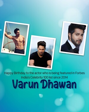 Collage of Varun Dhawan images with birthday wishes
