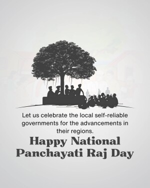 Silhouette of people under a tree with text celebrating National Panchayati Raj Day