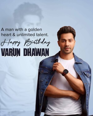 Varun Dhawan birthday greeting with portrait
