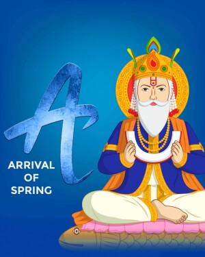 Illustration of a spiritual figure with the letter 'A' and text 'Arrival of Spring'